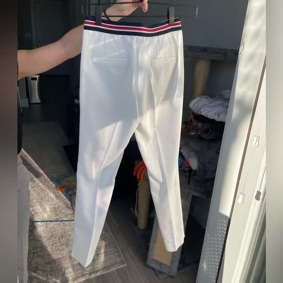 Basic Midrise White Work Pants with Stretch Band - Picture 6 of 6